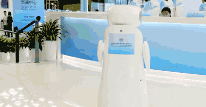 “你好，我是机器人六六，欢迎光临上合青岛峰会新闻中心…”(组图)