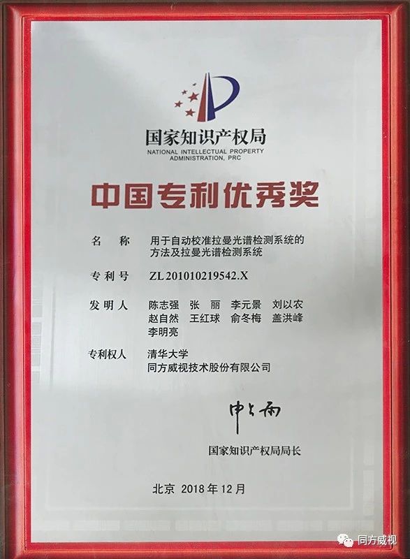 同方威视拉曼光谱专利荣获第二十届中国专利优秀奖(组图)
