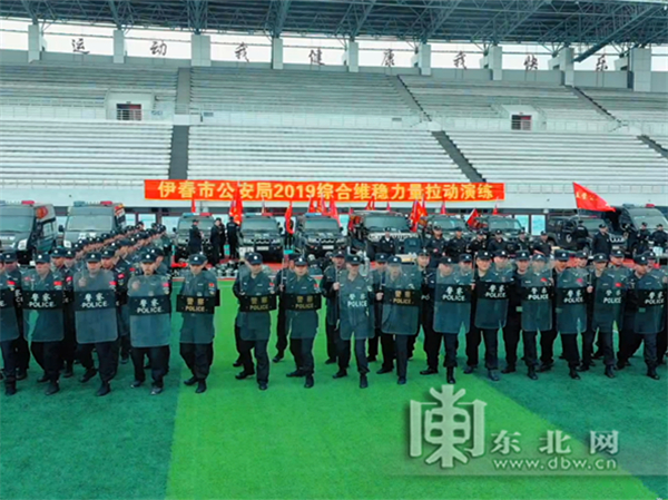 黑龙江林城公安400余名特战队员集结演练(组图)