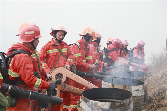 河北唐山举行2019年森林消防救援综合应急演练(组图)