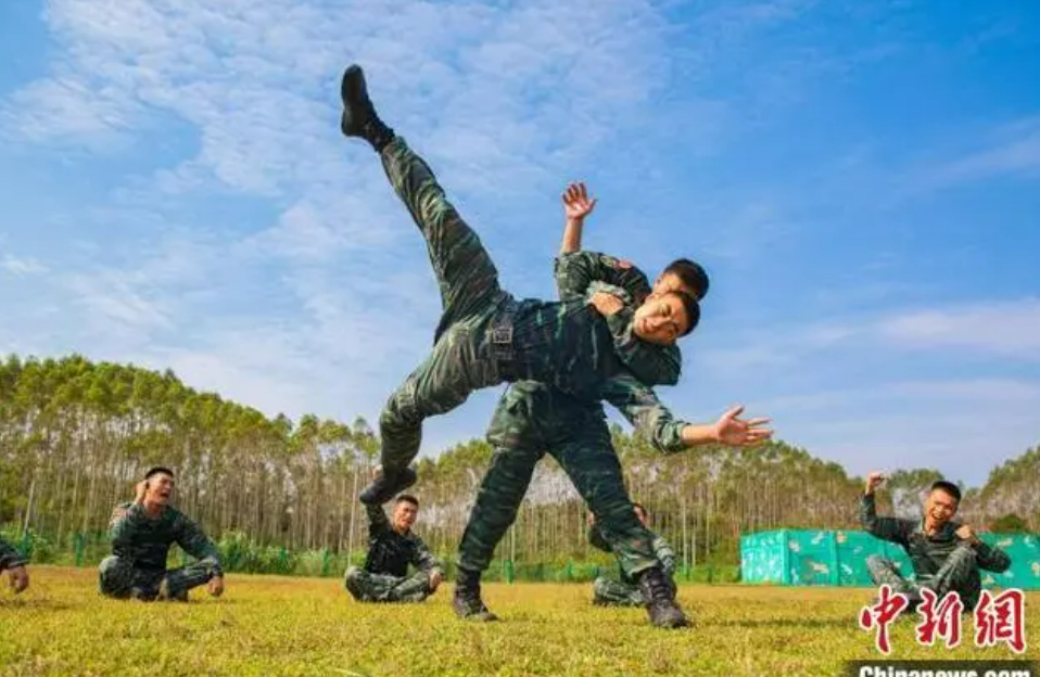 广西武警特战队员开展搏击训练 展硬汉血性(组图)