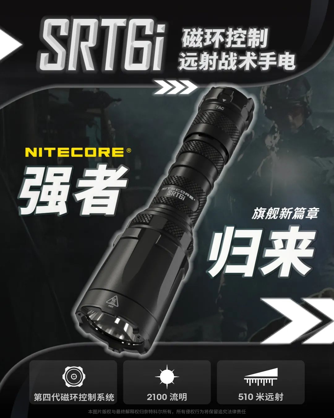 新品 | 旗舰新篇章，SRT6i磁环控制远射战术手电