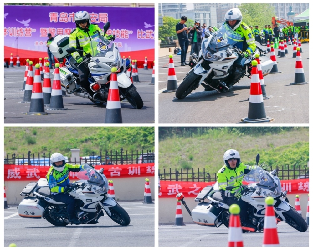 山东省青岛市公安局举办2023年第二期“警体训练营”暨警用摩托车“驾驶技能”比武竞赛(组图)