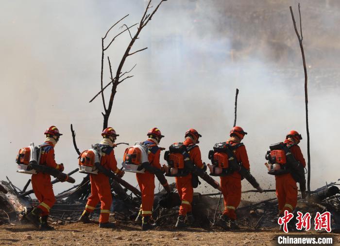 青海：消防救援、森林消防首次联合开展森林草原火灾扑救演练(组图)